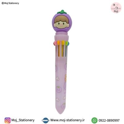 خودکار ۱۰ رنگ طرح دختر اگپلنت + سر عروسکی