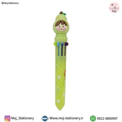خودکار ۱۰ رنگ طرح دختر پِر + سر عروسکی