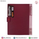 دفتر کلاسوری زرشکی 200 برگ دکمه دار برند پاپکو